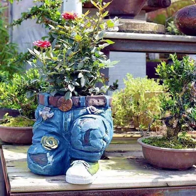 Denim Pants Flower Pot Decoration -