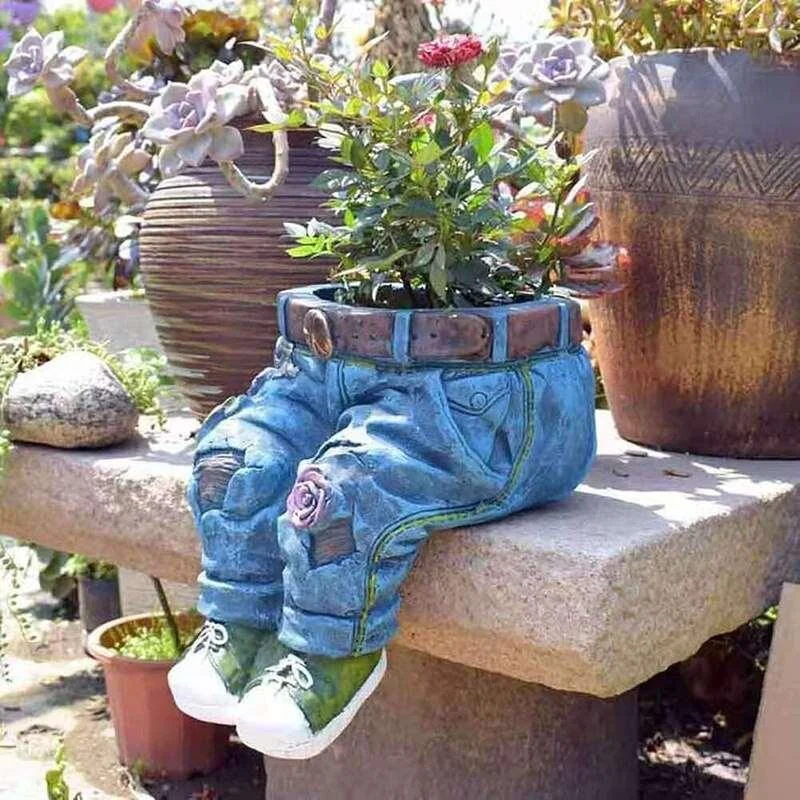 Denim Pants Flower Pot Decoration -