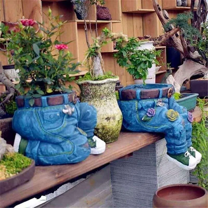 Denim Pants Flower Pot Decoration -