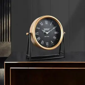 Desk clock - Table clock - Retro design - Decoration - Metal - 26.5x26.5x7cm