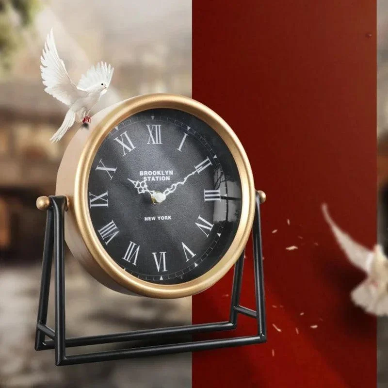 Desk clock - Table clock - Retro design - Decoration - Metal - 26.5x26.5x7cm -  - #tag1#