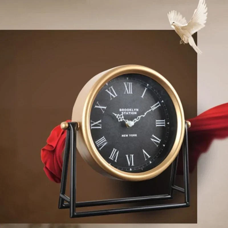 Desk clock - Table clock - Retro design - Decoration - Metal - 26.5x26.5x7cm -  - #tag1#