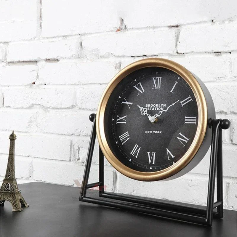 Desk clock - Table clock - Retro design - Decoration - Metal - 26.5x26.5x7cm -  - #tag1#