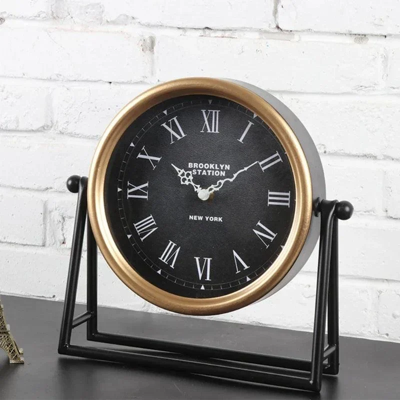 Desk clock - Table clock - Retro design - Decoration - Metal - 26.5x26.5x7cm -  - #tag1#