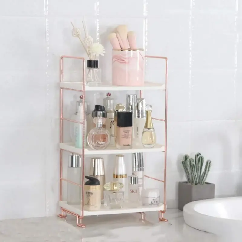 Desktop Cosmetics Storage Rack Rose Gold 2 3 Layers Bathroom Makeup Organizer Assembled Kitchen Seasoning Iron 7d1bcfa0 80e9 4964 8541 f180a529ffbd