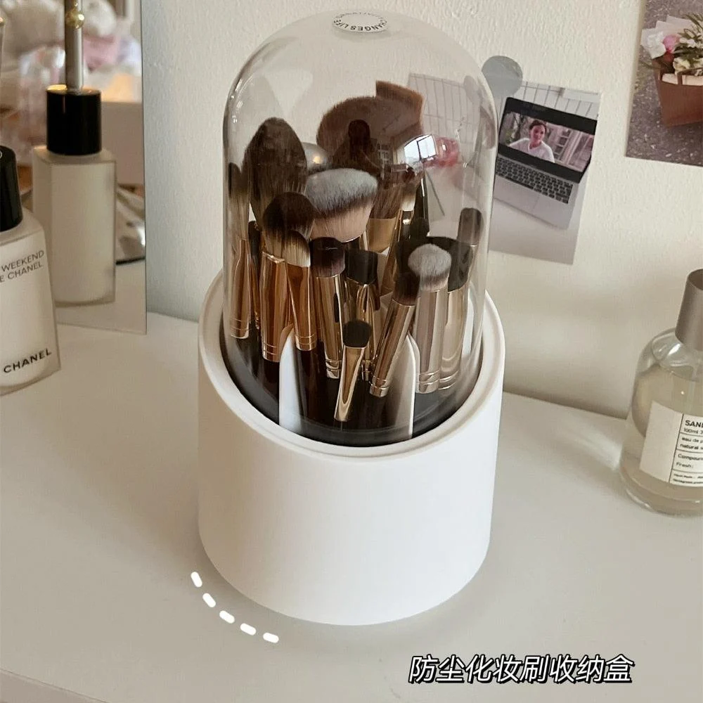 Desktop Makeup Brush Storage Bucket Cup Holder with Lid -  - #tag1#