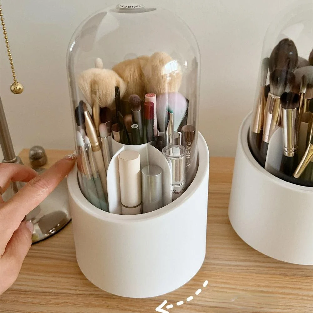 Desktop Makeup Brush Storage Bucket Cup Holder with Lid -  - #tag1#