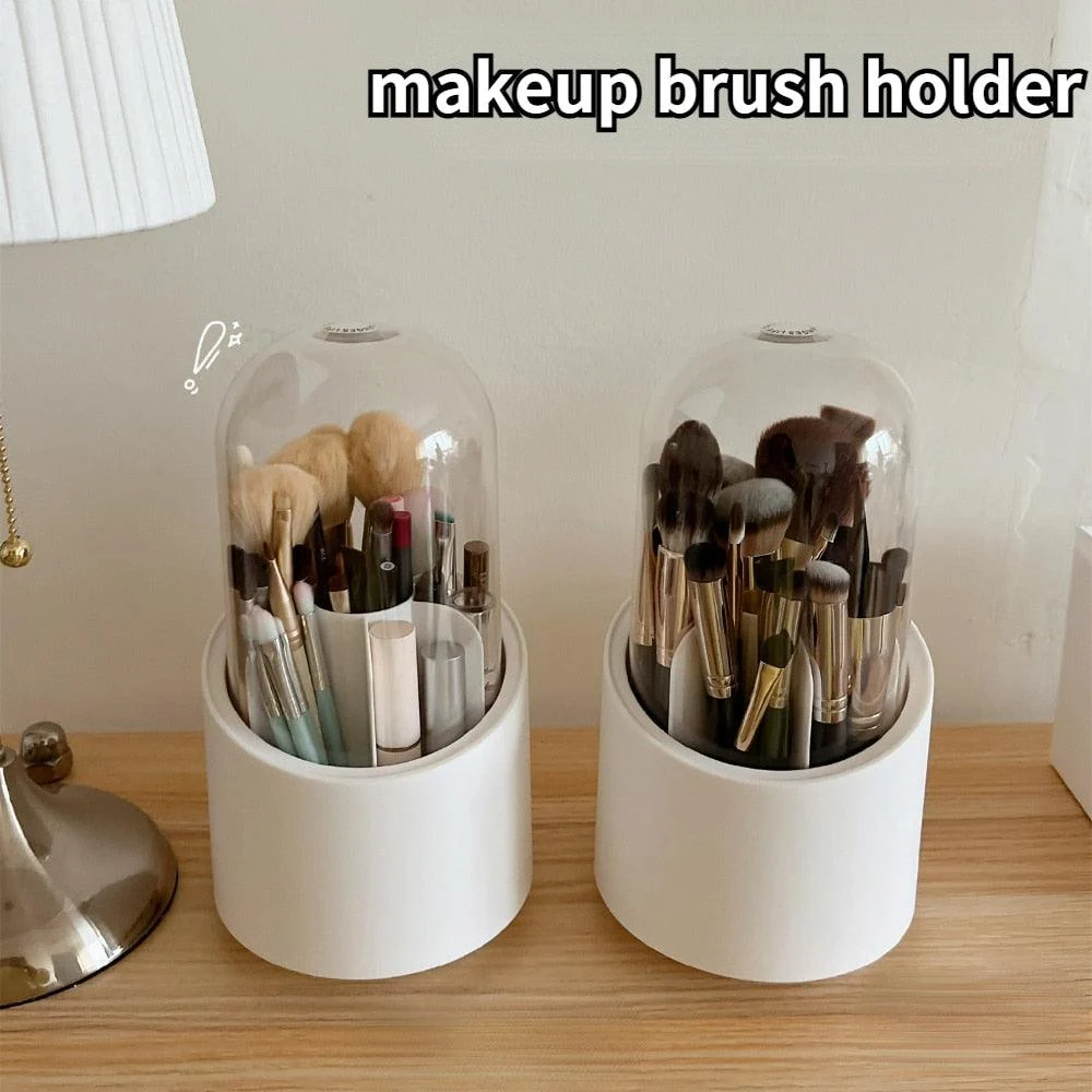 Desktop Makeup Brush Storage Bucket Cup Holder with Lid -  - #tag1#