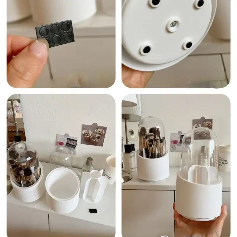 Desktop Makeup Brush Storage Bucket Cup Holder with Lid tag1