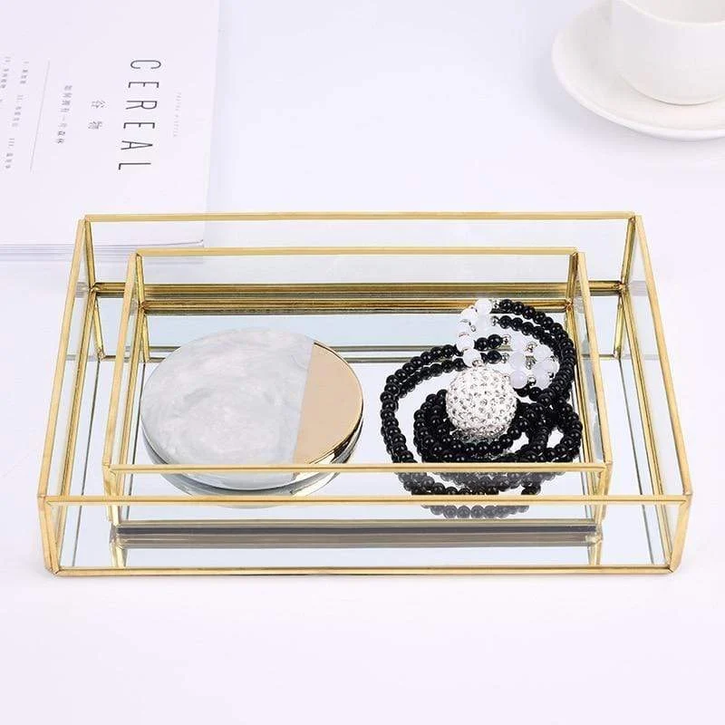 Dessert Jewelry Display Plate Nordic Brass Storage Tray Gold Rectangle Glass Makeup Organizer Acrylic Vintage Plate B09d622b 6b4d 45e6 8b90 Ea4a8a172e42