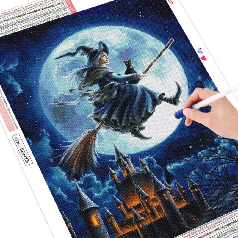 Diamond Mosaic Witch Halloween Decoration Full Set Wallpaper tag1
