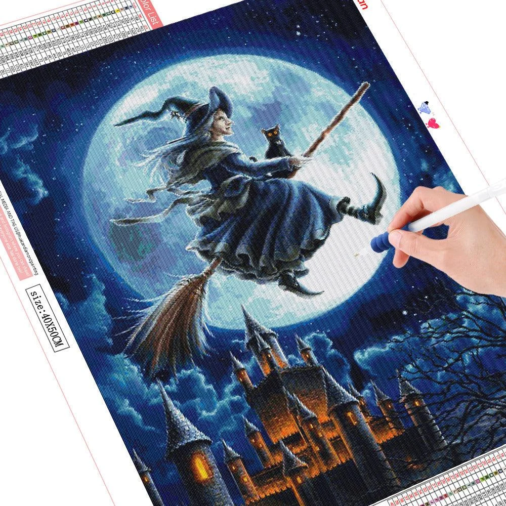 Diamond Mosaic Witch Halloween Decoration Full Set Wallpaper -  - #tag1#