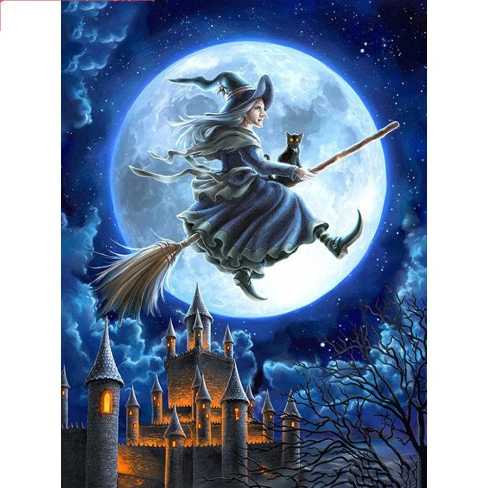Diamond Mosaic Witch Halloween Decoration Full Set Wallpaper -  - #tag1#
