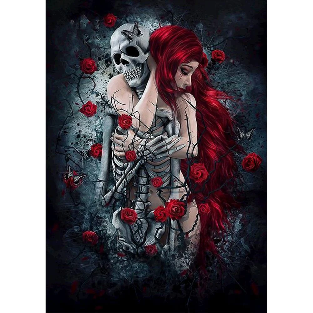 Diamond Painting Skull Girl Halloween Decoration Wallpaper -  - #tag1#