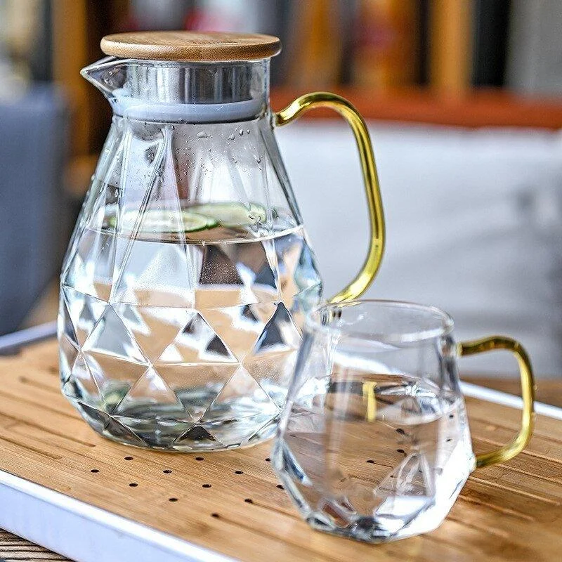 Diamond Pattern Heatproof Glass Jug/Cups -