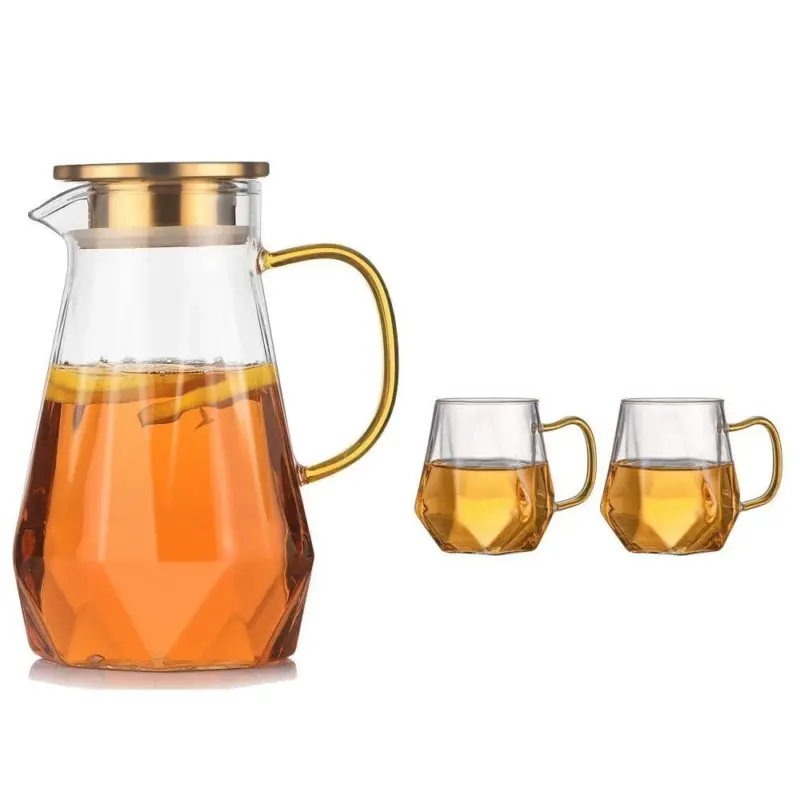 Diamond Pattern Heatproof Glass Jug Cups