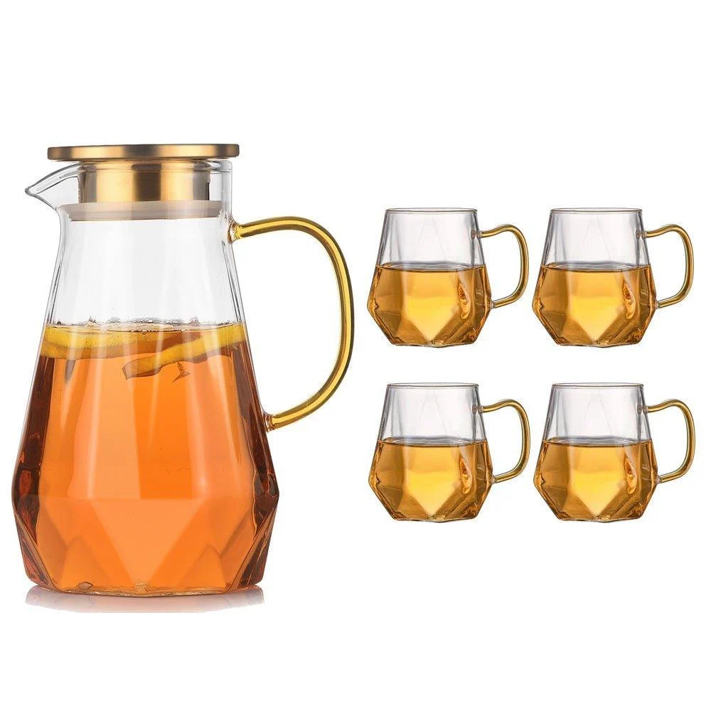 Diamond Pattern Heatproof Glass Jug/Cups -