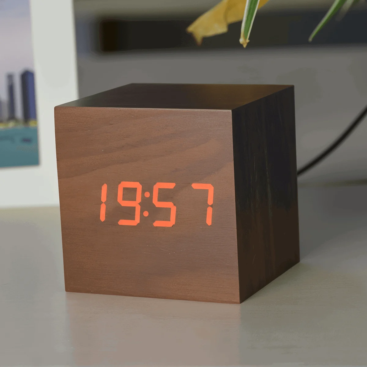 Digital LED Alarm Clock - Cube Clock - Wooden Clock -  - #tag1#