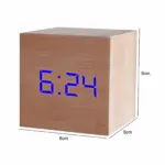Digital LED Alarm Clock Cube Clock Wooden Clock tag1