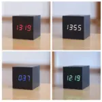Digital LED Alarm Clock Cube Clock Wooden Clock tag1