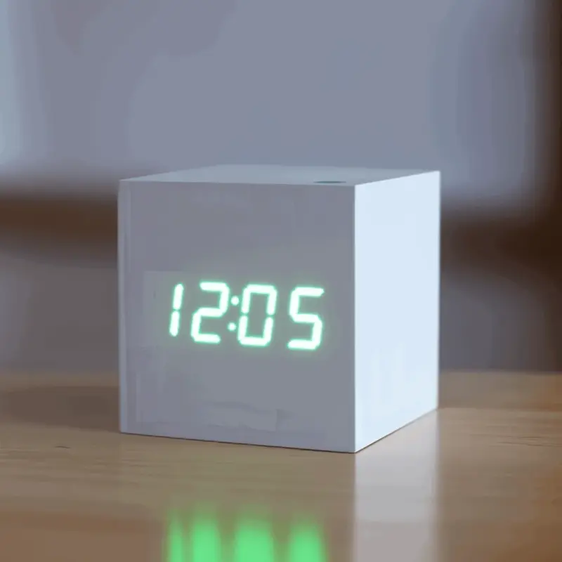 Digital LED Alarm Clock Cube Clock Wooden Clock tag1