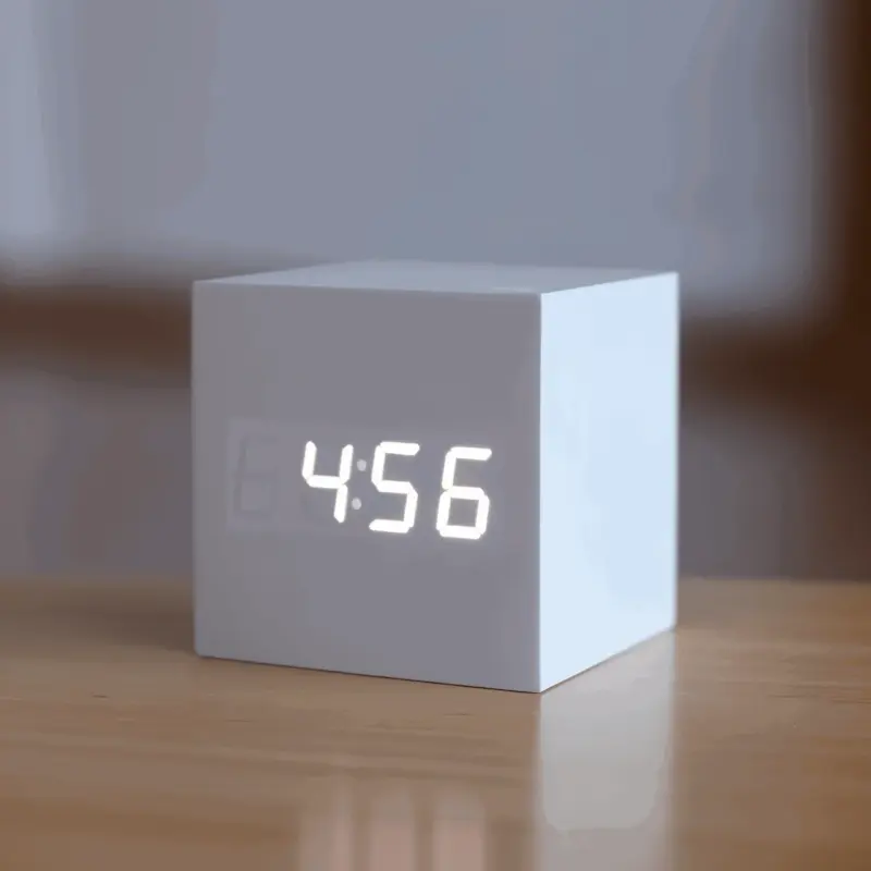 Digital LED Alarm Clock Cube Clock Wooden Clock tag1
