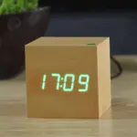Digital LED Alarm Clock Cube Clock Wooden Clock tag1
