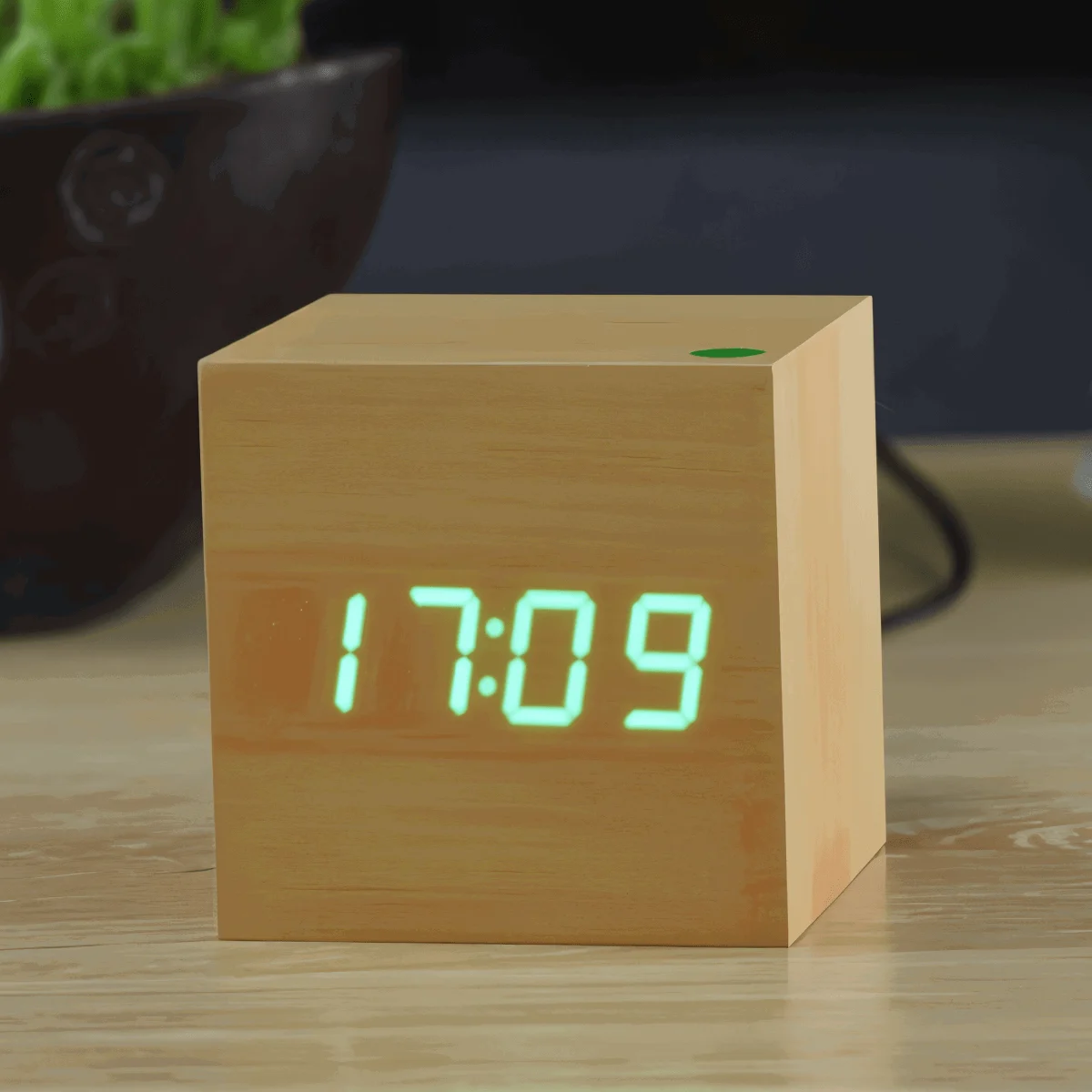 Digital LED Alarm Clock - Cube Clock - Wooden Clock -  - #tag1#