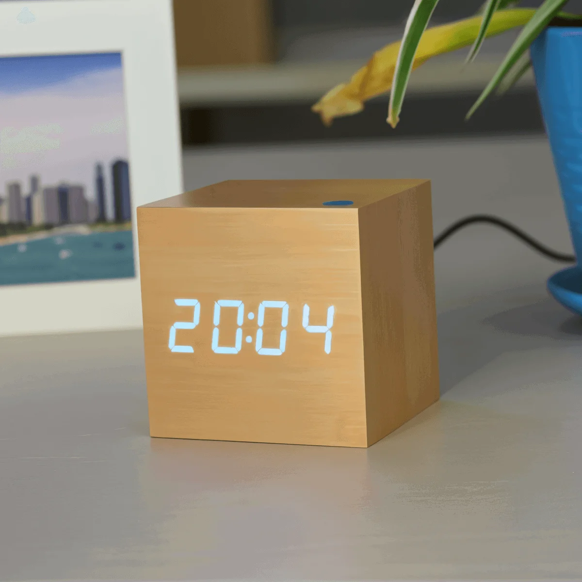 Digital LED Alarm Clock - Cube Clock - Wooden Clock -  - #tag1#