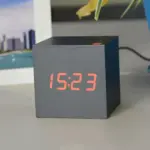 Digital LED Alarm Clock Cube Clock Wooden Clock tag1
