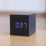 Digital LED Alarm Clock Cube Clock Wooden Clock tag1