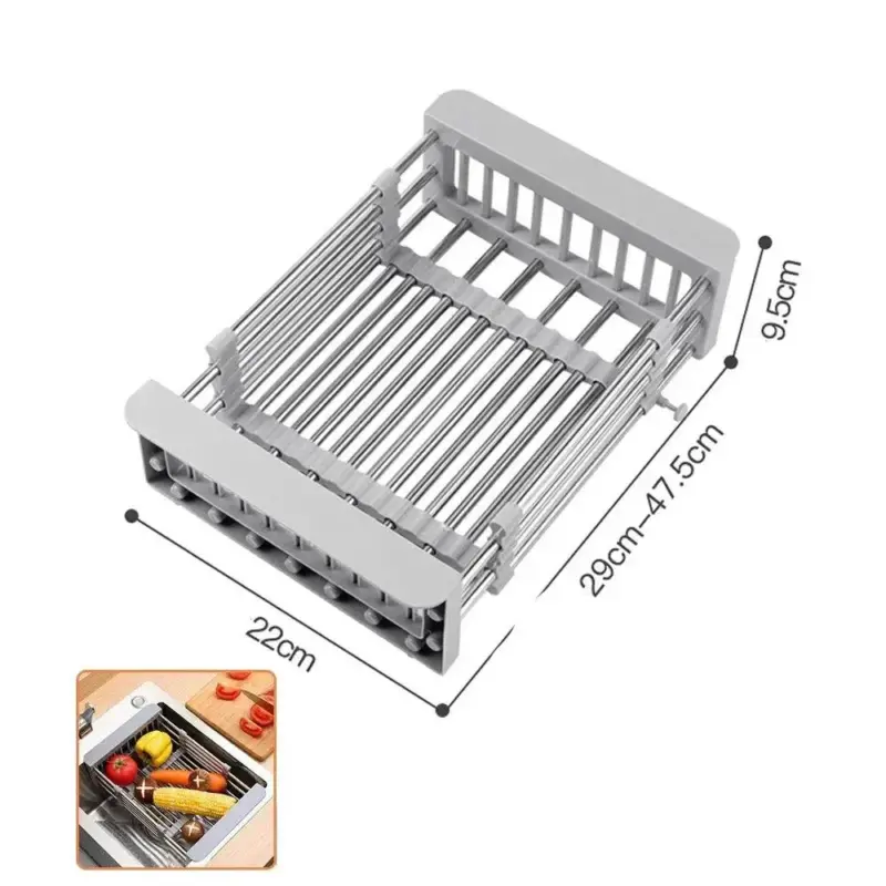 Dish Basket Drainer for Sink Adjustable Stainless Steel tag1