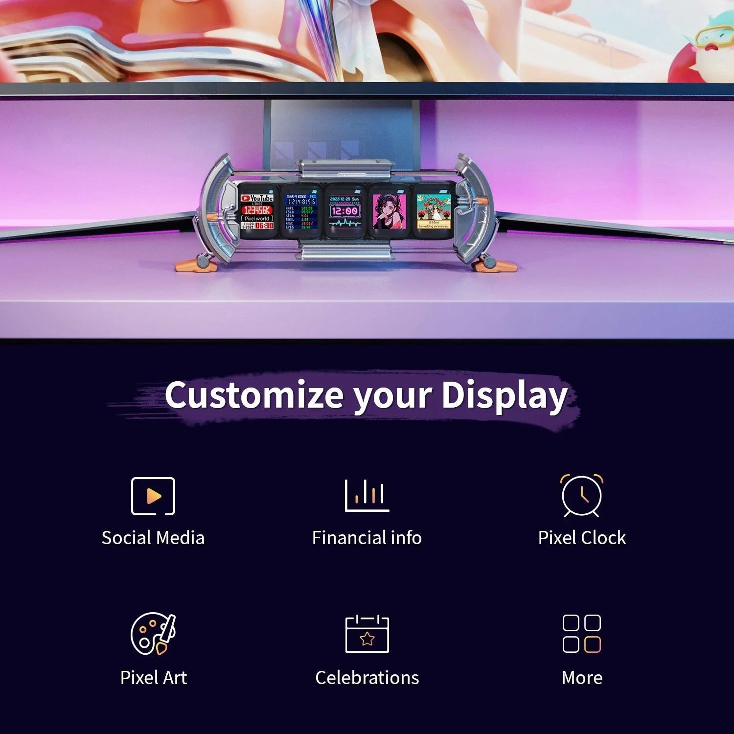 Divoom Times Gate Pixel Art 128*128 IPS Screen Digital Clock -