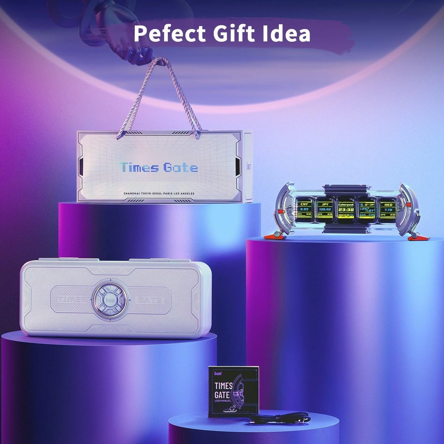 Divoom Times Gate Pixel Art 128*128 IPS Screen Digital Clock -