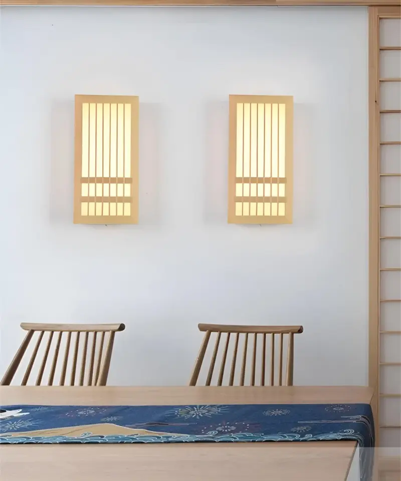 DoaGlow Japanese Wood Wall Lamp Modern Wood Acrylic Japandi Lighting tag1
