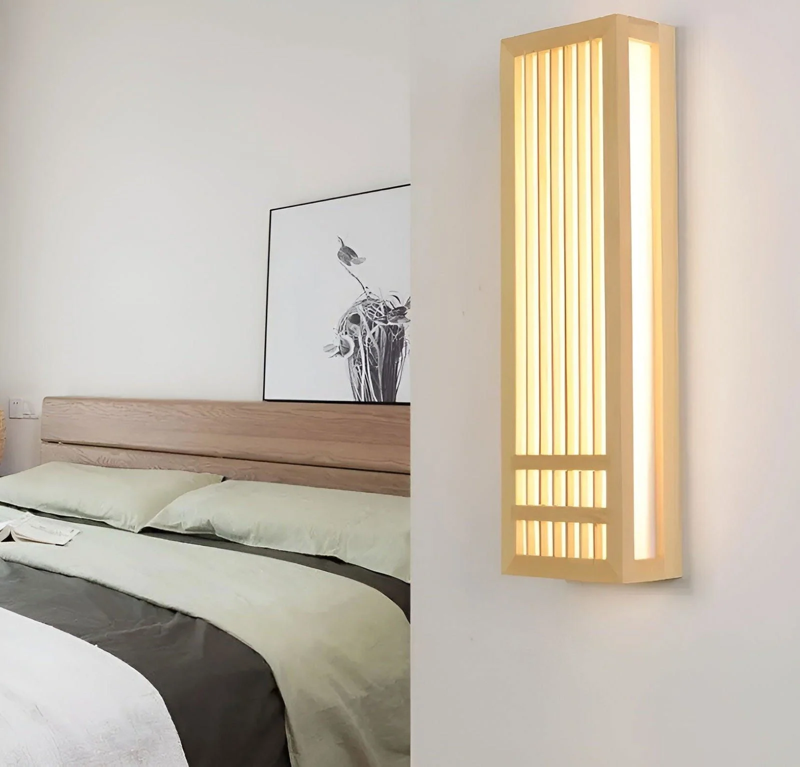 DoaGlow Japanese Wood Wall Lamp - Modern Wood & Acrylic Japandi Lighting -  - #tag1#