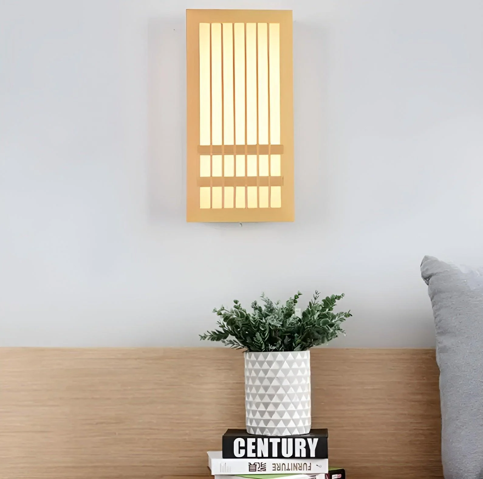 DoaGlow Japanese Wood Wall Lamp - Modern Wood & Acrylic Japandi Lighting -  - #tag1#