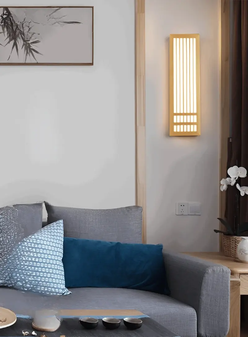 DoaGlow Japanese Wood Wall Lamp Modern Wood Acrylic Japandi Lighting tag1