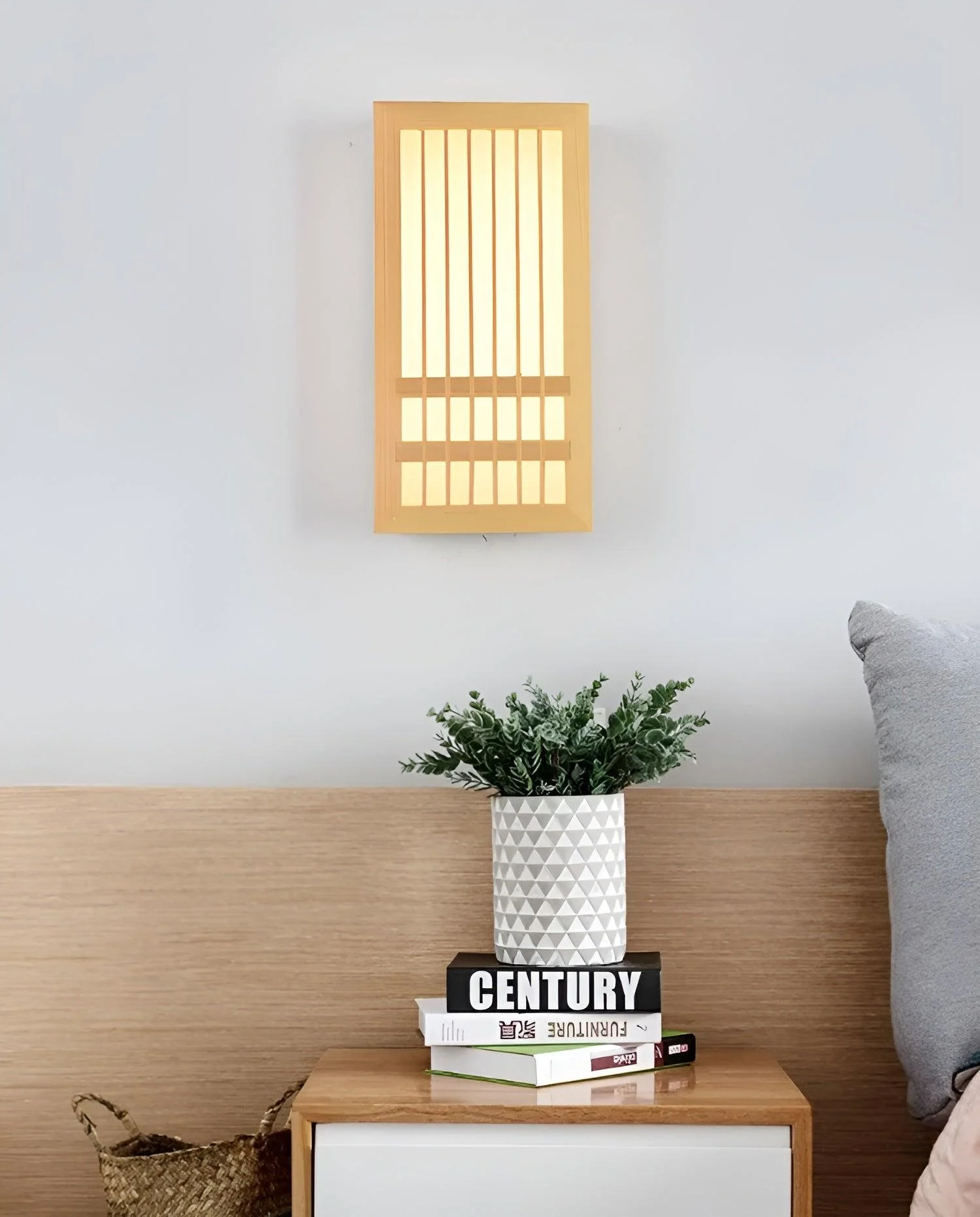 DoaGlow Japanese Wood Wall Lamp - Modern Wood & Acrylic Japandi Lighting -  - #tag1#