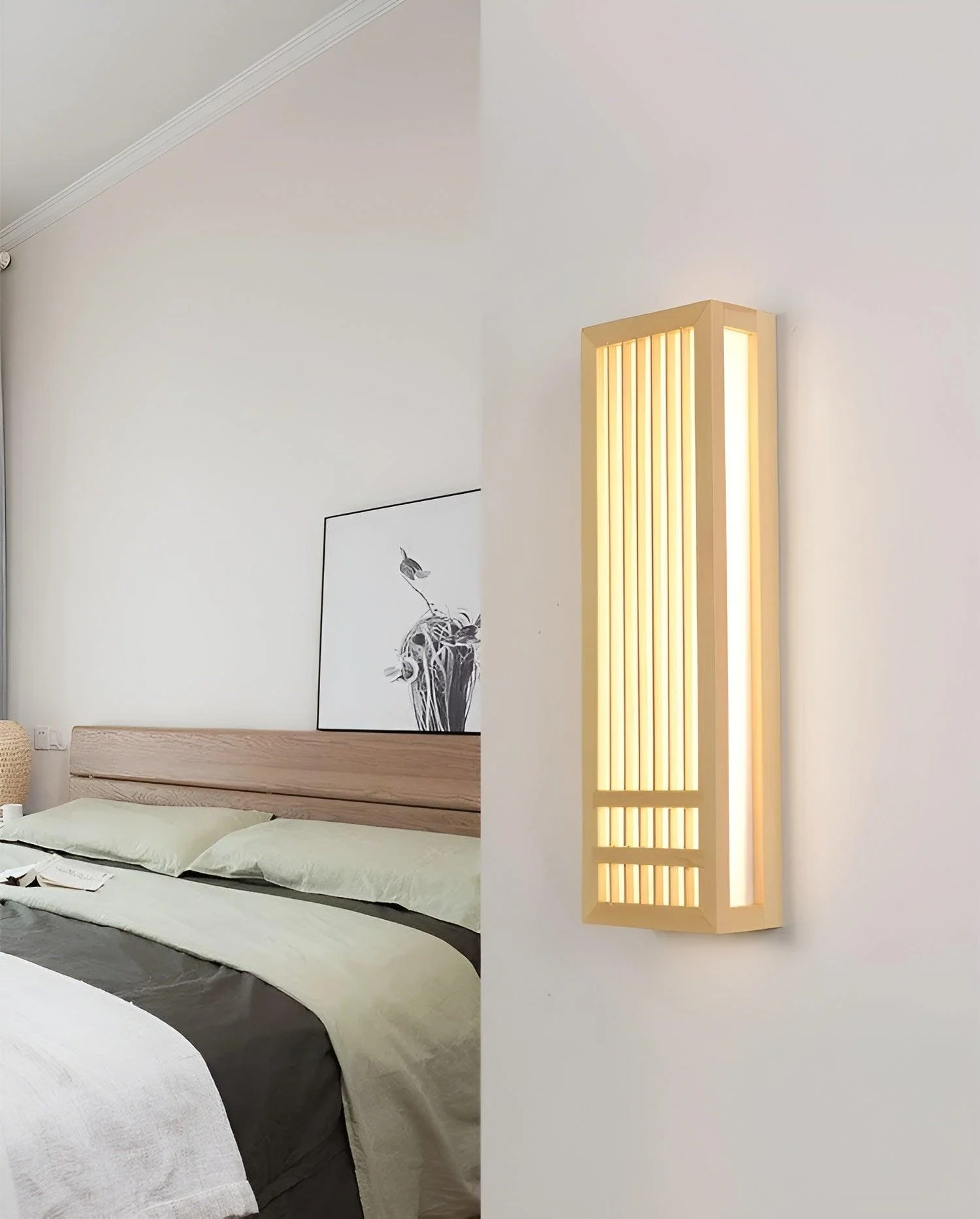 DoaGlow Japanese Wood Wall Lamp - Modern Wood & Acrylic Japandi Lighting -  - #tag1#