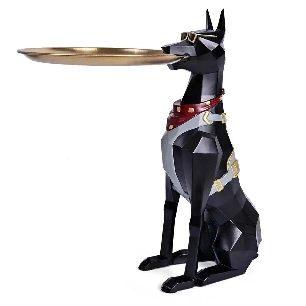 Doberman Pinscher Butler Sculpture With Tray -  - #tag1#