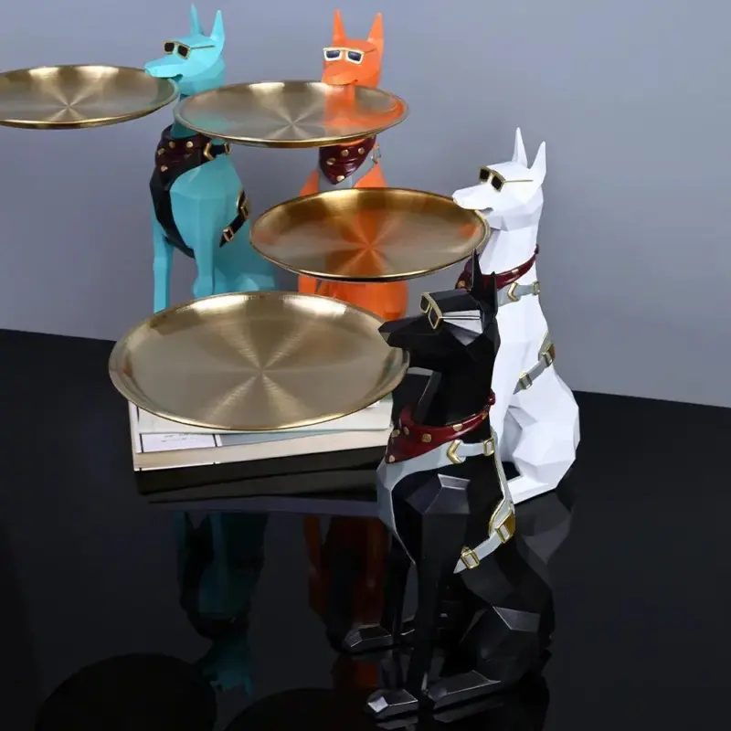 Doberman Pinscher Butler Sculpture With Tray tag1