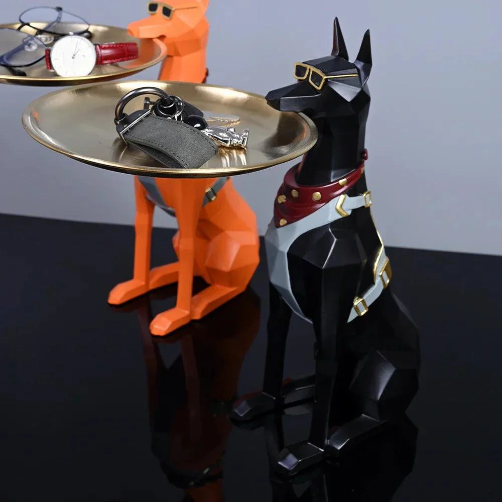 Doberman Pinscher Butler Sculpture With Tray -  - #tag1#