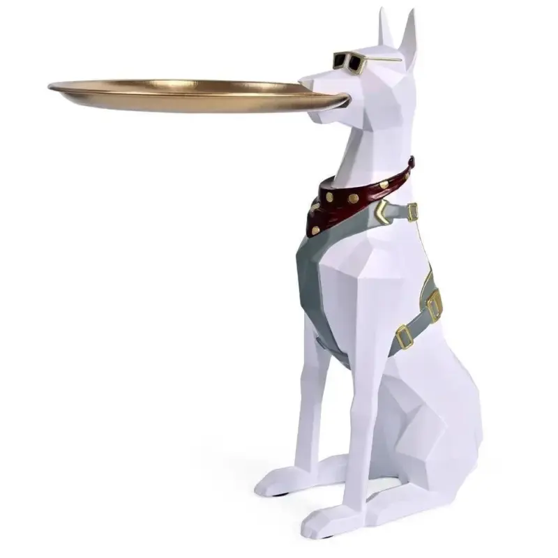 Doberman Pinscher Butler Sculpture With Tray tag1