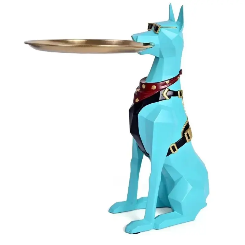 Doberman Pinscher Butler Sculpture With Tray tag1