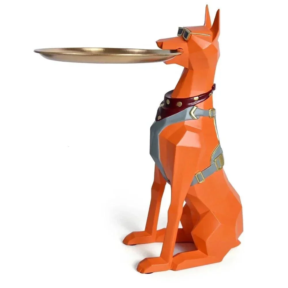 Doberman Pinscher Butler Sculpture With Tray -  - #tag1#