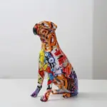 Dog Animal Painted Art Water Sculptures and Statues Decorations Home Resin Crafts