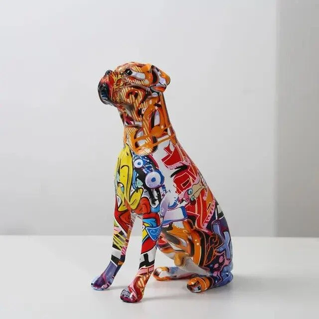 Dog Animal Painted Art Water Sculptures and Statues Decorations Home Resin Crafts -