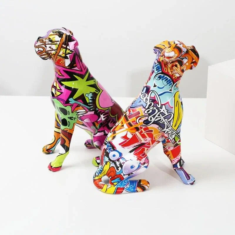 Dog Animal Painted Art Water Sculptures and Statues Decorations Home Resin Crafts -