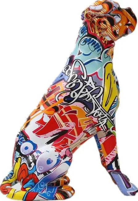 Dog Animal Painted Art Water Sculptures and Statues Decorations Home Resin Crafts -